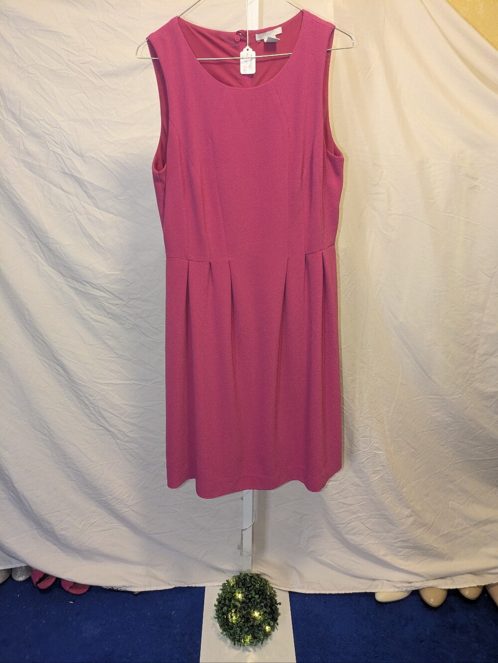 H&M Hot Pink Sleeveless Pleated Waist A-Line Dress - Size 12
